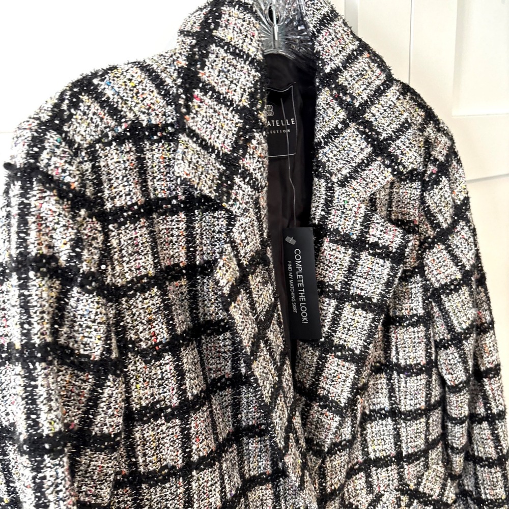 NWT Bagatelle Women's Black Multicolor Sparkle Tweed Blazer in Size S - Picture 5 of 11